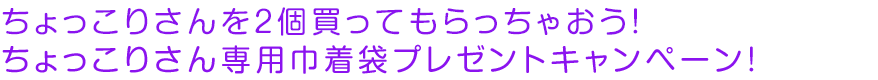 ちょっこりさんを２個買ってもらっちゃおう！ちょっこりさん専用巾着袋プレゼントキャンペーン