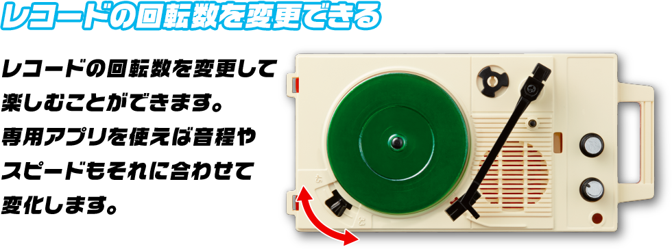 レコードの回転数を変更できる